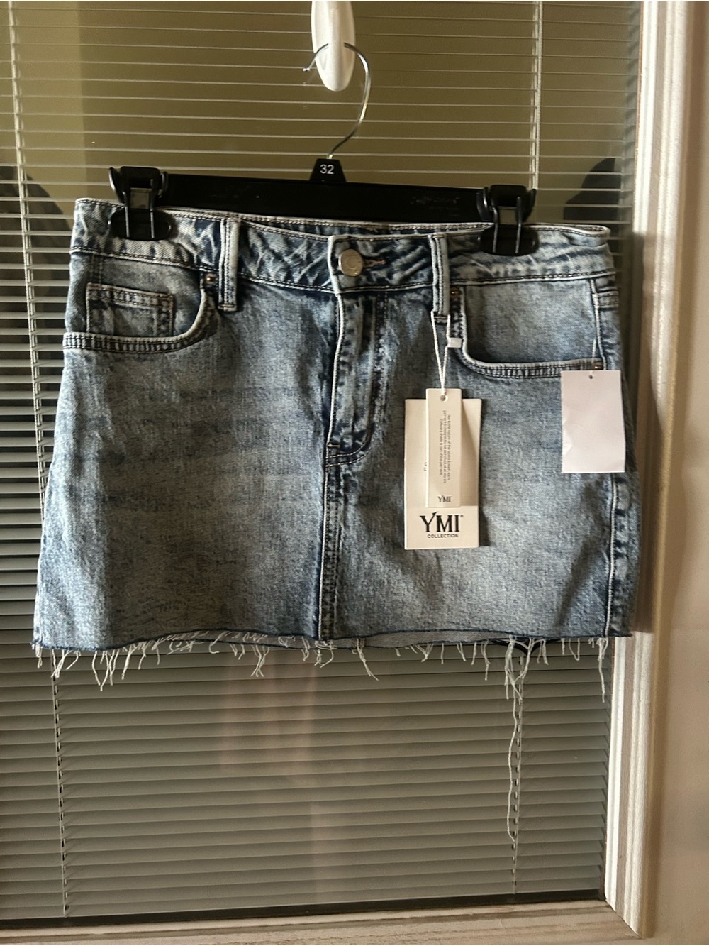 YMI Denim Mini Skirt with Raw Hem